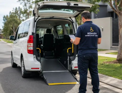 Important booking details for wheelchair taxi trips in Monash.